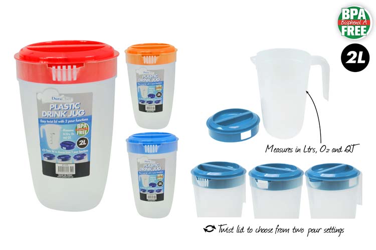 Plastic Jug BPA Free 2lt (3 cols)